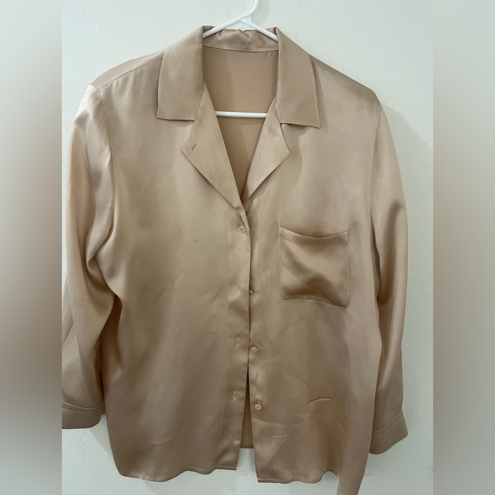 100% pure silk button down blouse